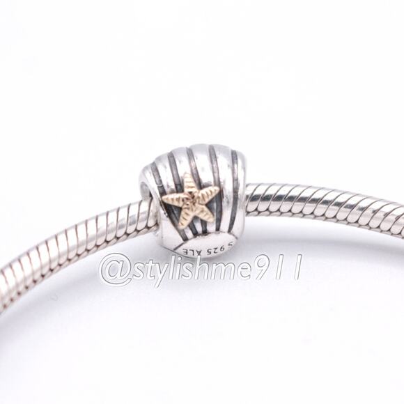 Authentic PANDORA Sea Shell Charm with 14K Gold - 790249 - Picture 5 of 13